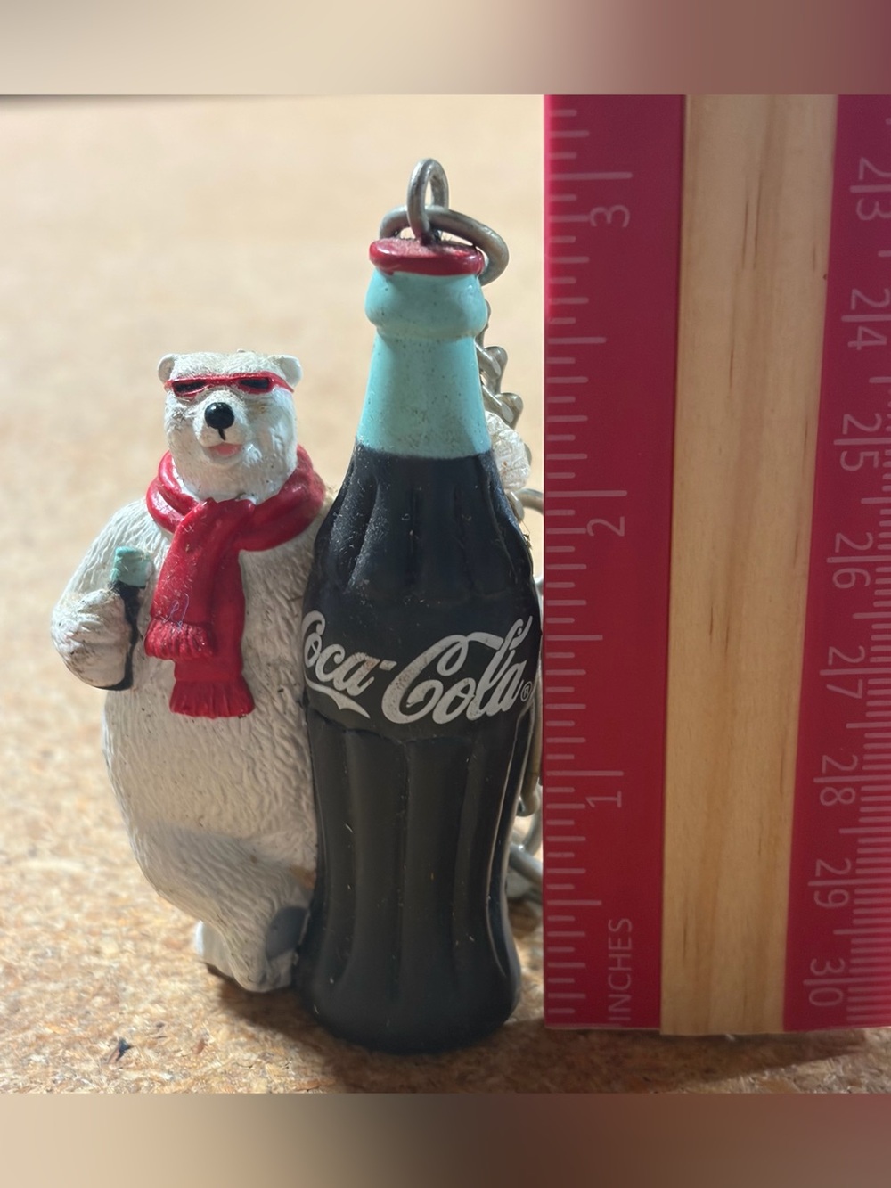 Vintage 90s Coca-Cola Polar Bear Coke Bottle Keychain - Picture 7 of 8